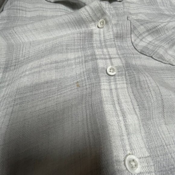 Cloth & Stone Womens XS Button Down Long Sleeve Shirt Top Lightweight Plaid Gray - Picture 10 of 10